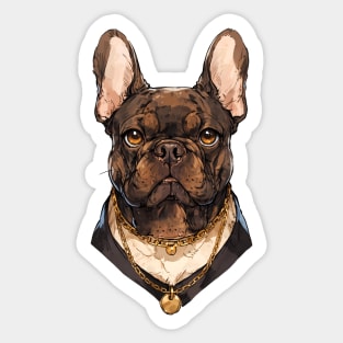 Chocolate with Gold Chain French Bulldog Sticker